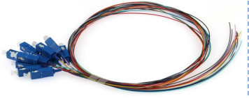 SC UPC 0.9mm 12 컬러 광섬유 피그테일 심플렉스 SM G652D 2M