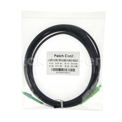 통신등급 CPR Dca 인증 4.5mm 이중 안전 광섬유 패치코드 SM G657AB3 LSZH 블랙 자켓 SCAPC에서 LCAPC