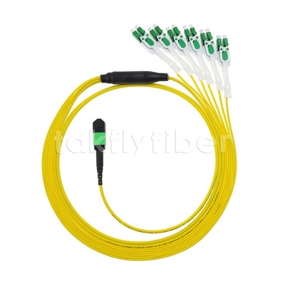 12F MPO-6x LC APC DX Uniboot SM 니켈 수갑 3.0mm 지름의 광섬유 패치 코드