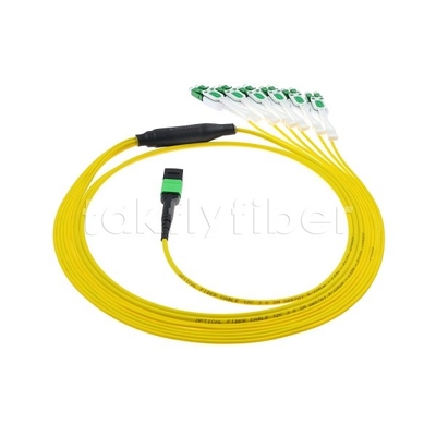 12F MPO-6x LC APC DX Uniboot SM 니켈 수갑 3.0mm 지름의 광섬유 패치 코드