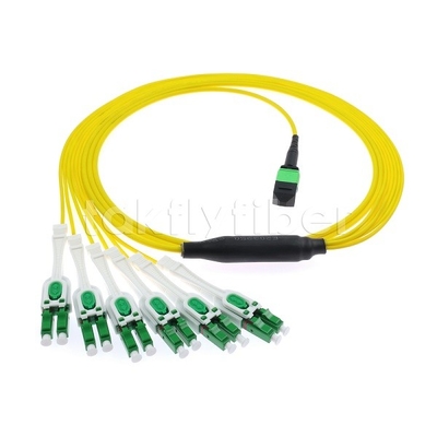 12F MPO-6x LC APC DX Uniboot SM 니켈 수갑 3.0mm 지름의 광섬유 패치 코드