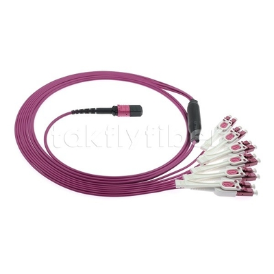 12F MPO/MTP-LC APC DX Uniboot OM4 데이터센터용 광섬유 패치 케이블 -40°C ~ 85°C