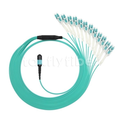 24 F MPO-LC 유니부트 OM3 파이버 패치 코드 12x LC DX 대형 네트워크에 적합