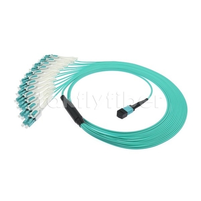 24 F MPO-LC 유니부트 OM3 파이버 패치 코드 12x LC DX 대형 네트워크에 적합