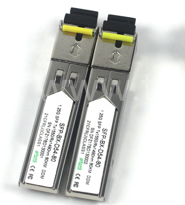 BIDI 1.25 G SFP 트랜시버 Tx1550/Rx1490nm 80KM SMF DDM LC CISCO JUNIPER HUAWEI 호환