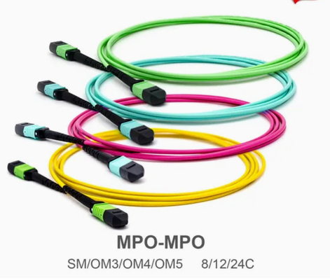 8/12/24코어 2m-50m 고밀도 PVC/LSZH UL 인증 여성/남자 MPO-MPO Sm Om3 Om4 Om5 트렁크 케이블 패치 코드 광섬유 점퍼