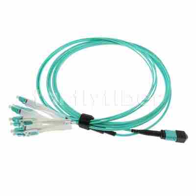 MPO에서 LC Uniboot OM3 광섬유 케이블 패치 코드, MMF 8-코어 섬유, QSFP+트랜시버