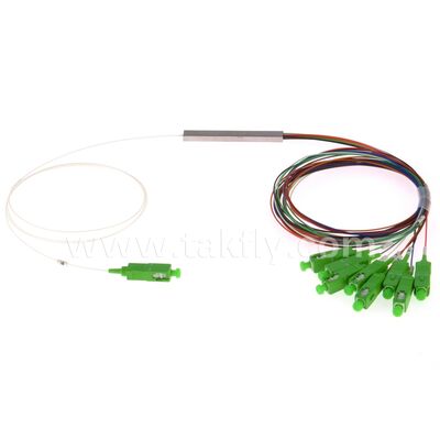 PLC 스플리터 0.9mm 컬러 출구 미니 스틸 튜브 SC APC/UPC 데이터 센터 통신 FTTX를 위한 광섬유