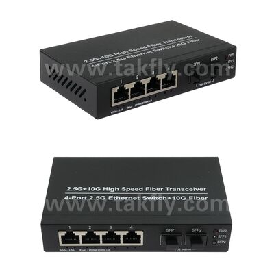 2.5G 2 포트 파이버 4 포트 구리 이더넷 스위치와 10G 업링크 및 고속 네트워크 확장을 위한 팬리스 금속 하우징