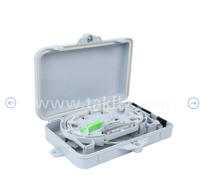 광섬유 종료 상자 FTKS-1805-04A, 4 SC/APC SM SX 어댑터, 피그테일 설치, FTTH FTTx 스플라이싱 유통 분할 저장 케이블 관리 장벽 장착