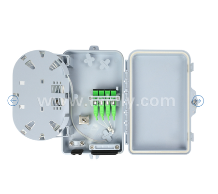 광섬유 종료 상자 FTKS-1805-04A, 4 SC/APC SM SX 어댑터, 피그테일 설치, FTTH FTTx 스플라이싱 유통 분할 저장 케이블 관리 장벽 장착