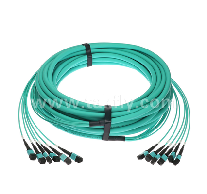 72 코어 MPO/PC 트렁크 패치 코드 OM3 멀티모드, 6×MPO 입력에서 6×MPO 출력, 낮은 삽입 손실, 고밀도 데이터 센터 및 40G/100G SR4/SR10 애플리케이션