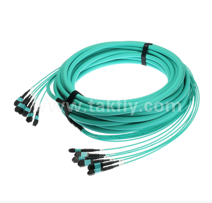 72 코어 MPO/PC 트렁크 패치 코드 OM3 멀티모드, 6×MPO 입력에서 6×MPO 출력, 낮은 삽입 손실, 고밀도 데이터 센터 및 40G/100G SR4/SR10 애플리케이션