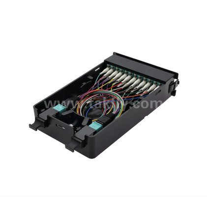 사전 종료된 카세트 모듈 ∙ TK-HRM-04, 12C/24C, 듀얼 모드: LC 피그테일 퓨전 또는 MPO-LC 카세트 관리, 데이터 센터 케이블링을 위한 플러그 앤 플레이