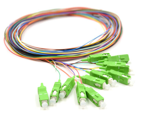 SC/APC 12색 광섬유 피그테일 세트 (Color-Coded for Easy Identification, One End Connected, One End Bare Fiber)