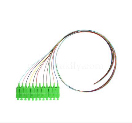 SC/APC 12색 광섬유 피그테일 세트 (Color-Coded for Easy Identification, One End Connected, One End Bare Fiber)