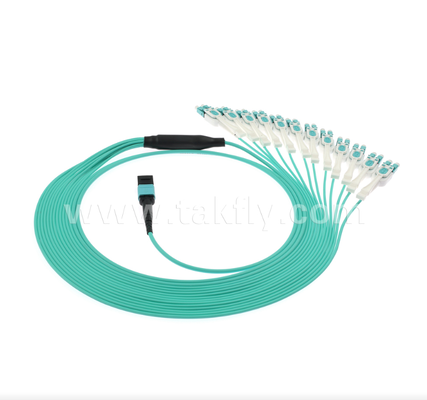 MPO/MTP에서 LC 유니부트 브레이크아웃 패치 코드 40G/100G 데이터 센터용 OM3 멀티모드, 고밀도, 극성 역전성