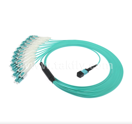 MPO/MTP에서 LC 유니부트 브레이크아웃 패치 코드 40G/100G 데이터 센터용 OM3 멀티모드, 고밀도, 극성 역전성