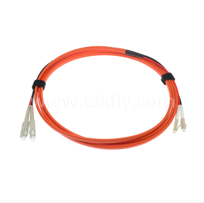 SC-UPC-LC-UPC OM1 듀플렉스 플랫 트윈 광섬유 패치 코드 2.0mm 오렌지 멀티모드 광 점퍼 케이블