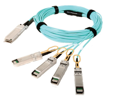 데이타 센터를 위한 40G QSFP AOC 40G-2X10SFP+ 1M 2M 3M 5M OM2 OM3 팬아웃 활동적 광케이블