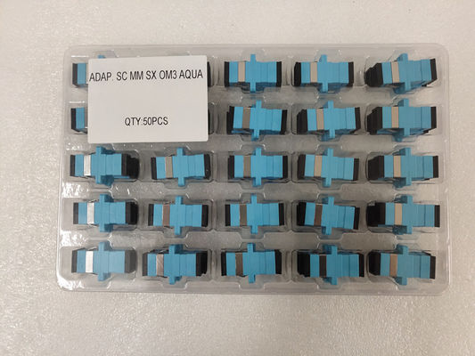 OM3 OM4 SC 단순한 어댑터 연한 녹청색 광섬유 다중 모드 어댑터 플라스틱