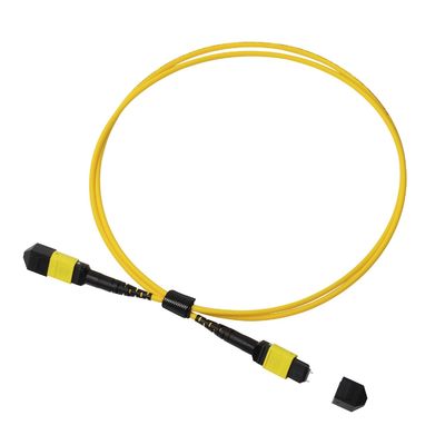 1m 3m 5m 10m MTP MPO OS2 단일 모드 트렁크 케이블, 12광 섬유, 유형 B, LSZH, 노란색