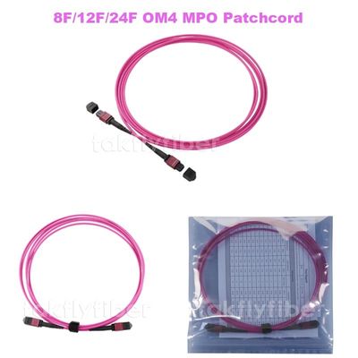 40GB 50/125 MM OM4 MPO 섬유 간선 케이블, 3.0mm, 유형 B, 보라색, 여성