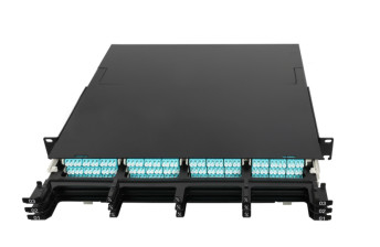 LC 커넥터 인터페이스를 갖춘 200mm 깊이 고밀도 MPO 카세트 패널 144 코어 풀아웃