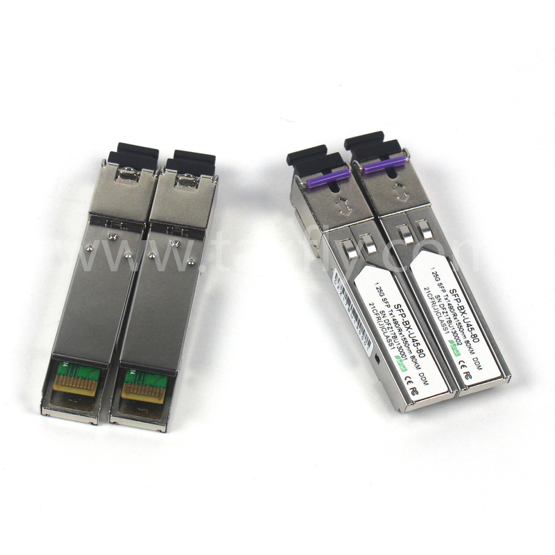 1.25G SFP BIDI Tx1550/Rx1490nm 80KM SMF DDM LC CISCO JUNIPER HUAWEI 호환형 SFP 광전도 모듈