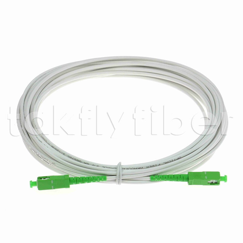EN50575 CPR 인증 SC APC 광섬유 패치코드 장갑 광섬유 패치 리드 심플렉스 3.0mm LSZH 흰색 재킷