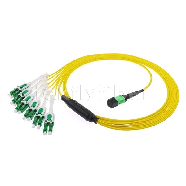 12F MPO-6x LC APC DX Uniboot SM 니켈 수갑 3.0mm 지름의 광섬유 패치 코드