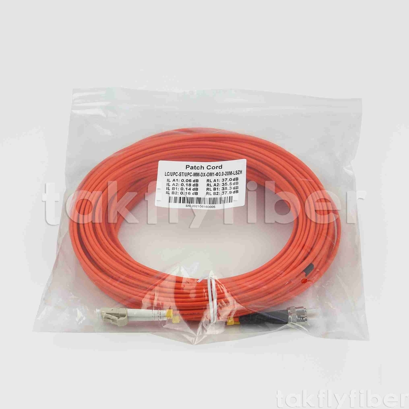 ST에서 LC OM1 OM2 광섬유 듀플렉스 패치 코드 3.0mm LSZH 오렌지 재킷