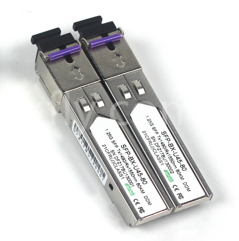 1.25G SFP BIDI 모듈 Tx1490/Rx1550nm 80KM SMF DDM LC CISCO JUNIPER HUAWEI 호환