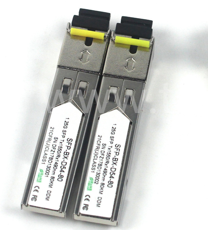BIDI 1.25 G SFP 트랜시버 Tx1550/Rx1490nm 80KM SMF DDM LC CISCO JUNIPER HUAWEI 호환