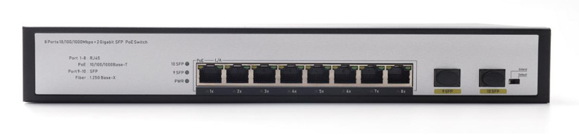 DF-2F-8GP 2-포트 10/100/1000Mbps 8+2 업링크 파이버 포트 기가비트 포 네트워크 스위치