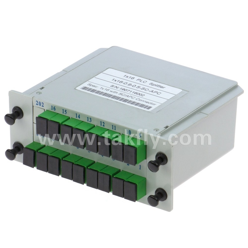 높은 신뢰성 및 안정성 FTTX Gpon 1 * 16 단일 모드 G657A1 섬유 카세트 타입 LGX Sc / APC 커넥터와 함께 PLC 스플리터