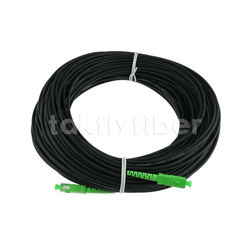 FTTH Outdoor High Strength 3.0 Kevlar Black TPU Single Mode Fiber Optic Patch Cable SCAPC to SCAPC SM G657B3