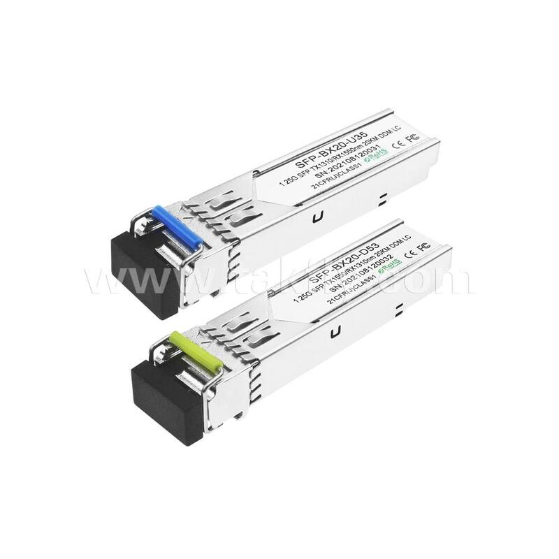SFP 트랜시버 모듈 1.25gbps 20km LC 도달 Tx1310nm/Rx1550nm 데이터 센터 FTTH FTTX를 위한 양방향