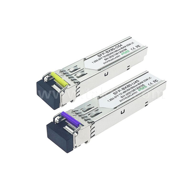 SFP 트랜시버 모듈 1.25Gbps 80km LC 도달 거리 Tx1490nm/Rx1550nm SFP 양방향, 데이터 센터 FTTH FTTX용