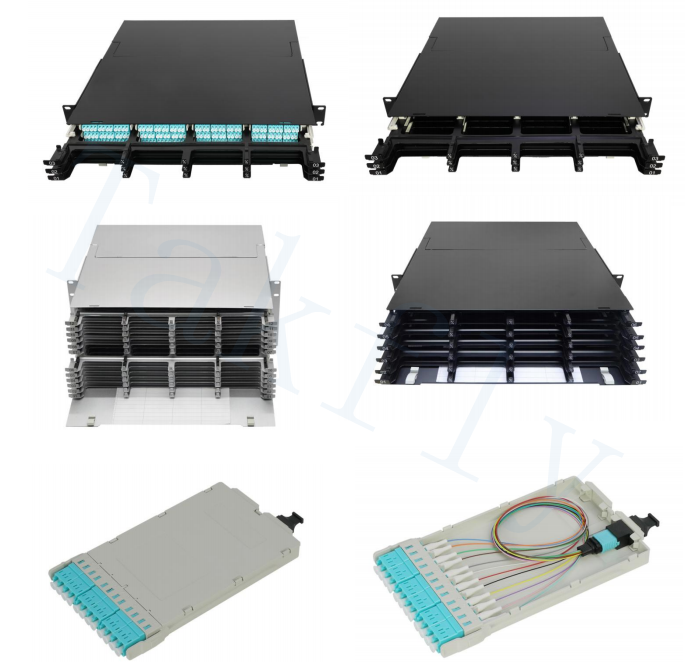 1U / 2U / 4U 고밀도 MPO 카세트 패치 패널 랙 마운트, 쉽게 연결 MPO에서 LC 카세트 모듈, 데이터 센터 및 SAN / LAN 응용 프로그램을위한 사전 로딩 된 LC 어댑터