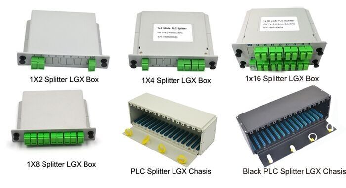 LGX 박스 PLC 스플리터 1×2에서 2×64까지 표준화 된 발자국, SC/LC 커넥터와 호환