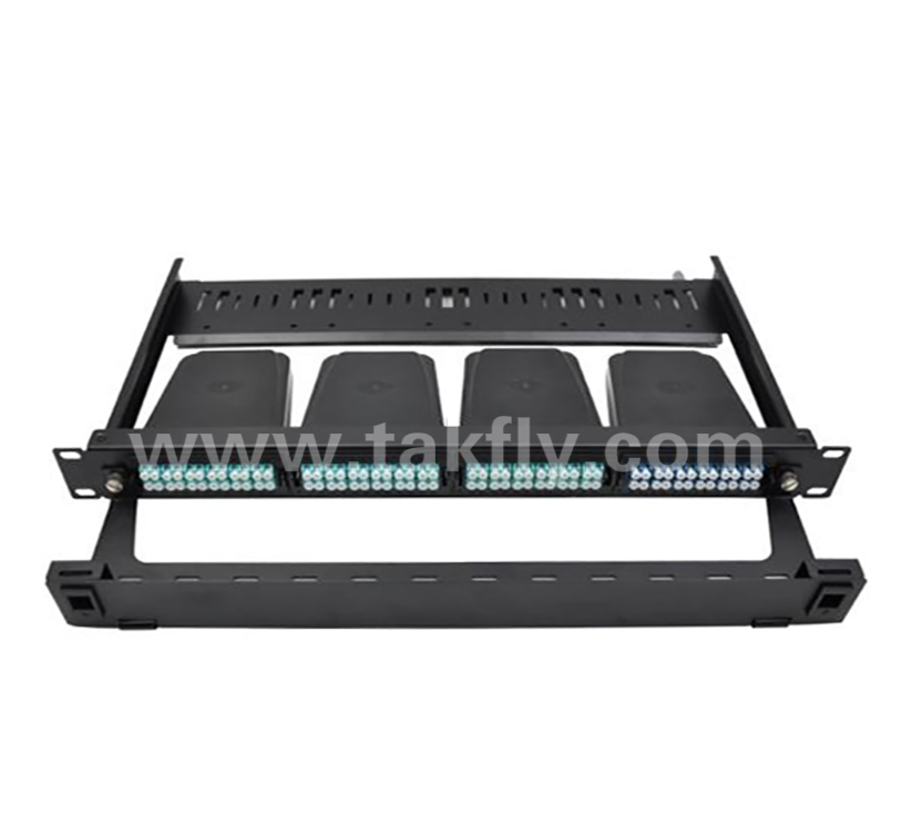 1U 24-포트 MPO/MTP 패치 패널 19" 랙 마운트, 고밀도, 사전 연결된 MPO 모듈 박스 및 LC/MPO 어댑터 패널을 지원합니다. 데이터 센터 섬유 트렁크 케이블링