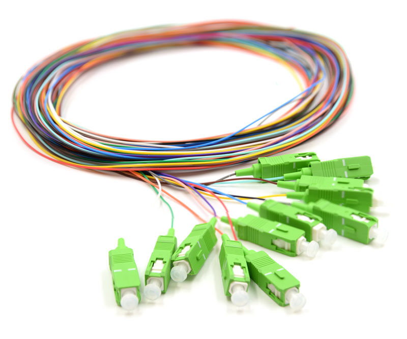 SC/APC 12색 광섬유 피그테일 세트 (Color-Coded for Easy Identification, One End Connected, One End Bare Fiber)