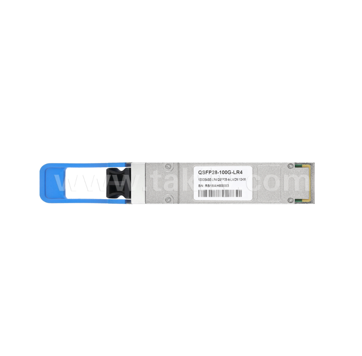 TKQS28-100G-LR4 100Gbps QSFP28 광 트랜시버 – 10km, 4 LAN-WDM 채널 (1295.56-1309.14nm), EML 레이저, PIN 수신기, 100GBASE-LR4 호환