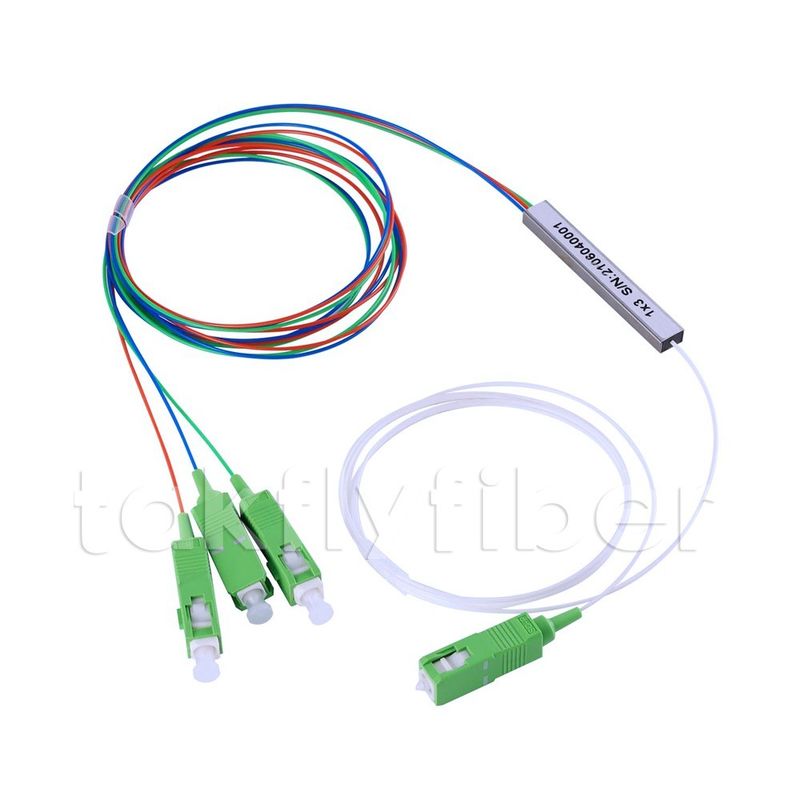 1x3 Fiber Optic PLC Splitter 0.9mm Mini Steel Tube SC APC Blockless SM G657A1